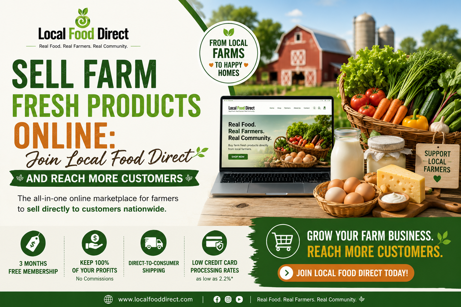 Sell Farm Fresh Products Online- Join Local Food Direct and Reach More Customers